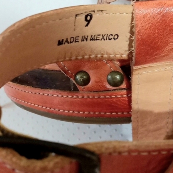 BED STU Jaslyn Platform Wedge Sandals in Rare Rustic Orange Leather Size 9 - Picture 12 of 12